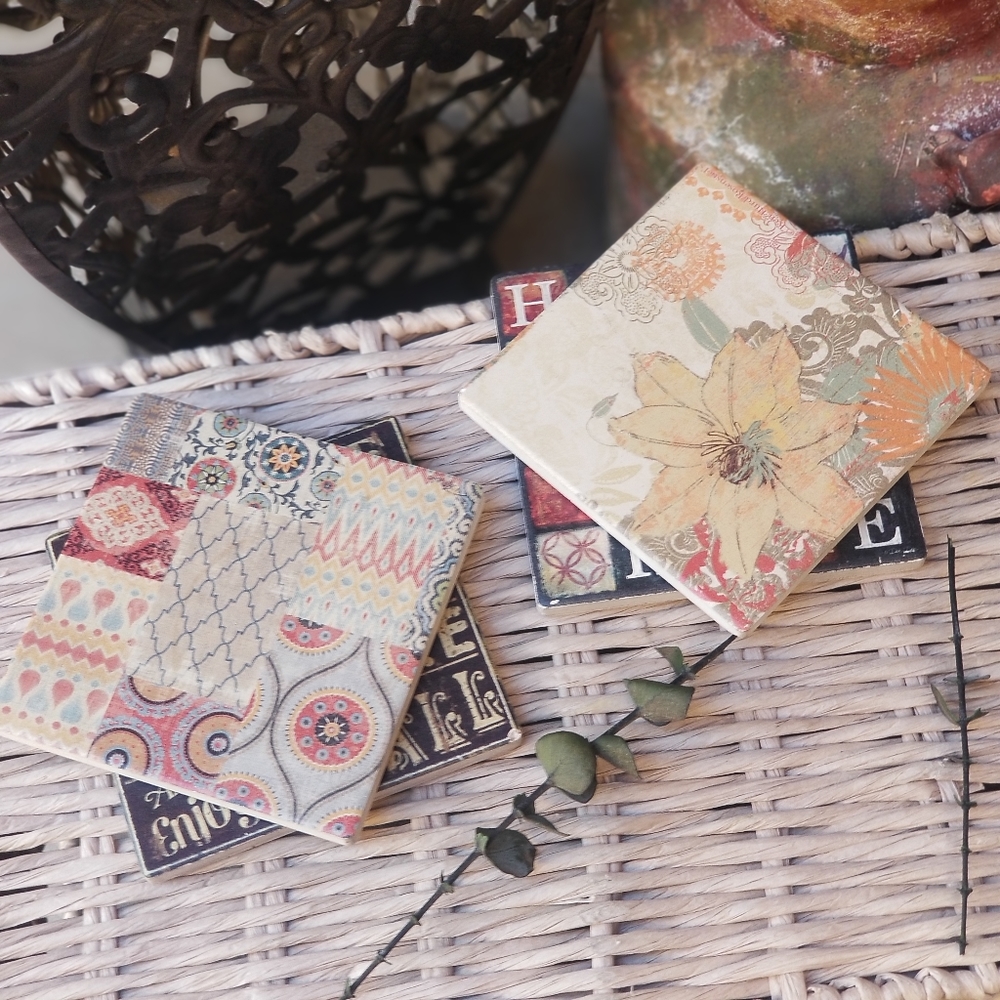 3/$20🌻4 set mixed tile coasters